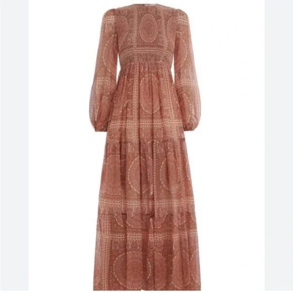 zimmerman beige dress Zimmermann // Printed Tier Kirra Dress  VSP Consignment